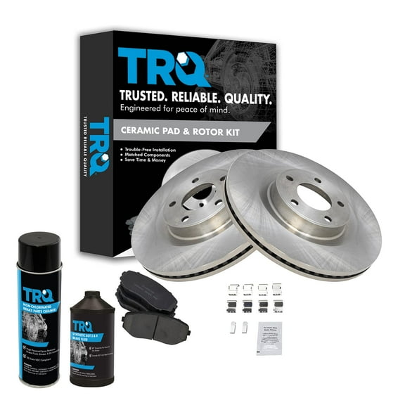 TRQ Front Ceramic Brake Pad & Rotor Kit w/Fluids for 07-12 Ford Edge Lincoln MKX BKA15552