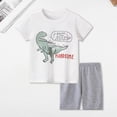 thumbnail image 2 of NOLDARES Toddler Baby Boy Outfits 2 Pieces Crewneck Short Sleeve T-Shirt Casual Shorts Dinosaur Truck Print Clothes(White,12-18 M), 2 of 6