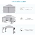 thumbnail image 3 of Patio Umbrellas Outsunny 10' x 13' Patio Gazebo, Outdoor Gazebo Canopy Shelter with Netting and Curtains, Aluminum Frame for Garden, Lawn, Backyard and Deck, Gray,Market Umbrellas, 3 of 8