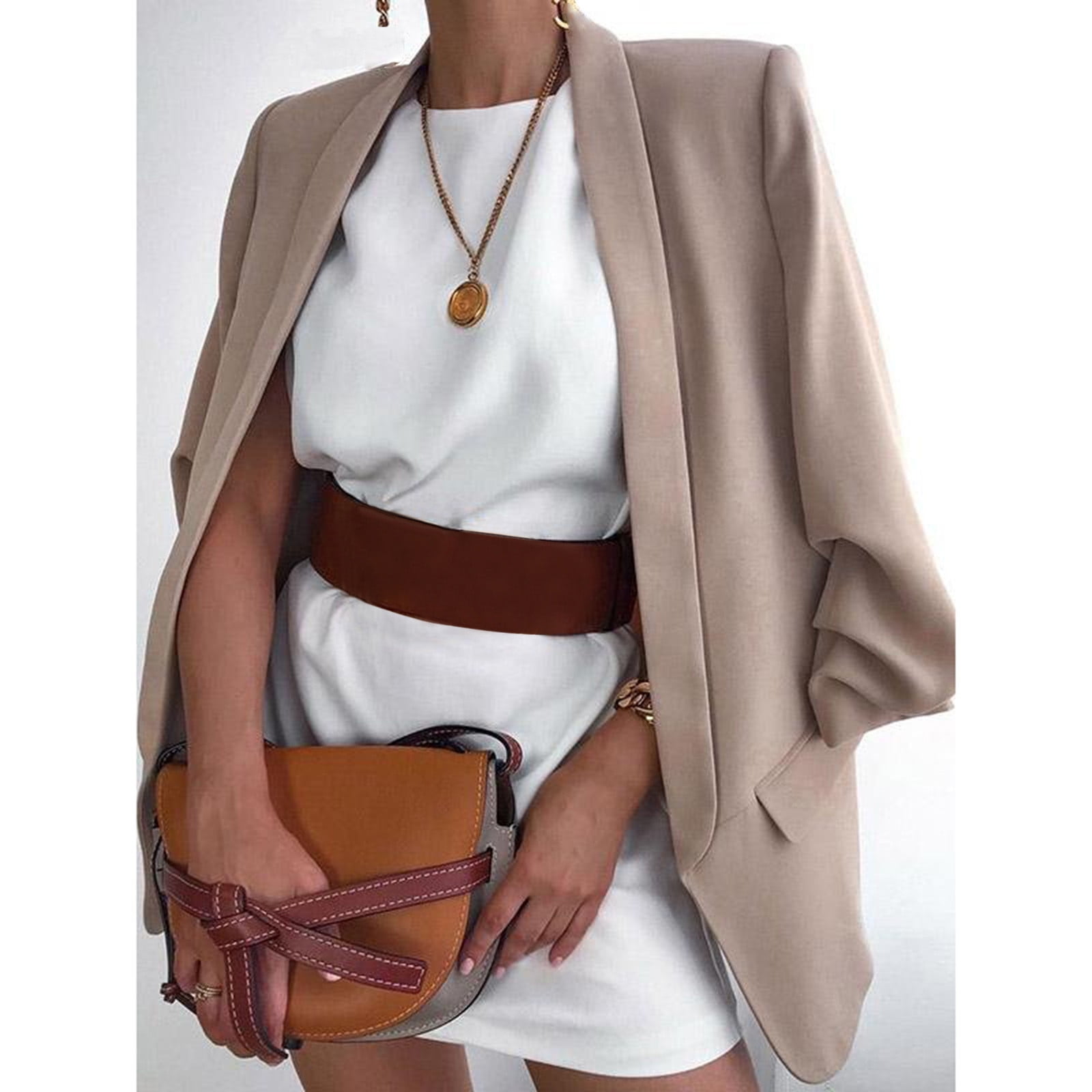 Chic Beautyy Women's Casual  Open Front Long Sleeve Office Blazer Jacket