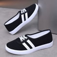 thumbnail image 6 of gzxflxpge Women's Striped Canvas Casual Shoes, Low Top Lace Up Lightweight Walking Sneakers Black 5.5（CN-36）, 6 of 6