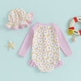 thumbnail image 4 of ESASSALY Baby Girl One-Piece Swimsuit Rash Guard Infant Zipper Long Sleeve Swimwear+Hat Bathing Suit, 4 of 8