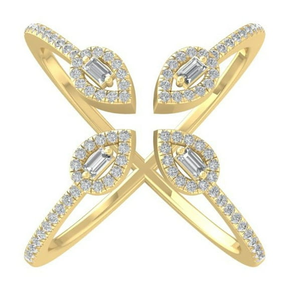 ARAIYA FINE JEWELRY 10K Yellow Gold Round and Baguette shape Lab Grown Diamond Band Ring (1/2 cttw, VS Clarity, D-F Color) Size 6