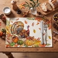 thumbnail image 2 of Sm:)e Farmhouse Turkey Maple Leaf Pumpkin Print Thanksgiving Placemats 12x18 Inch Set of 4, Fall Harvest Kitchen Dining Table Decor for Indoor Outdoor Home Party Decoration, 2 of 7