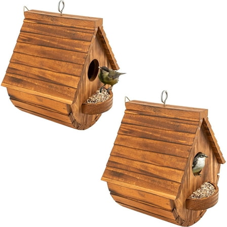 VASGOR Set of 2 Bird Houses for Outside,Outdoor Bird House Bird Families Bluebird Finch Cardinals Hanging Birdhouse for Garden