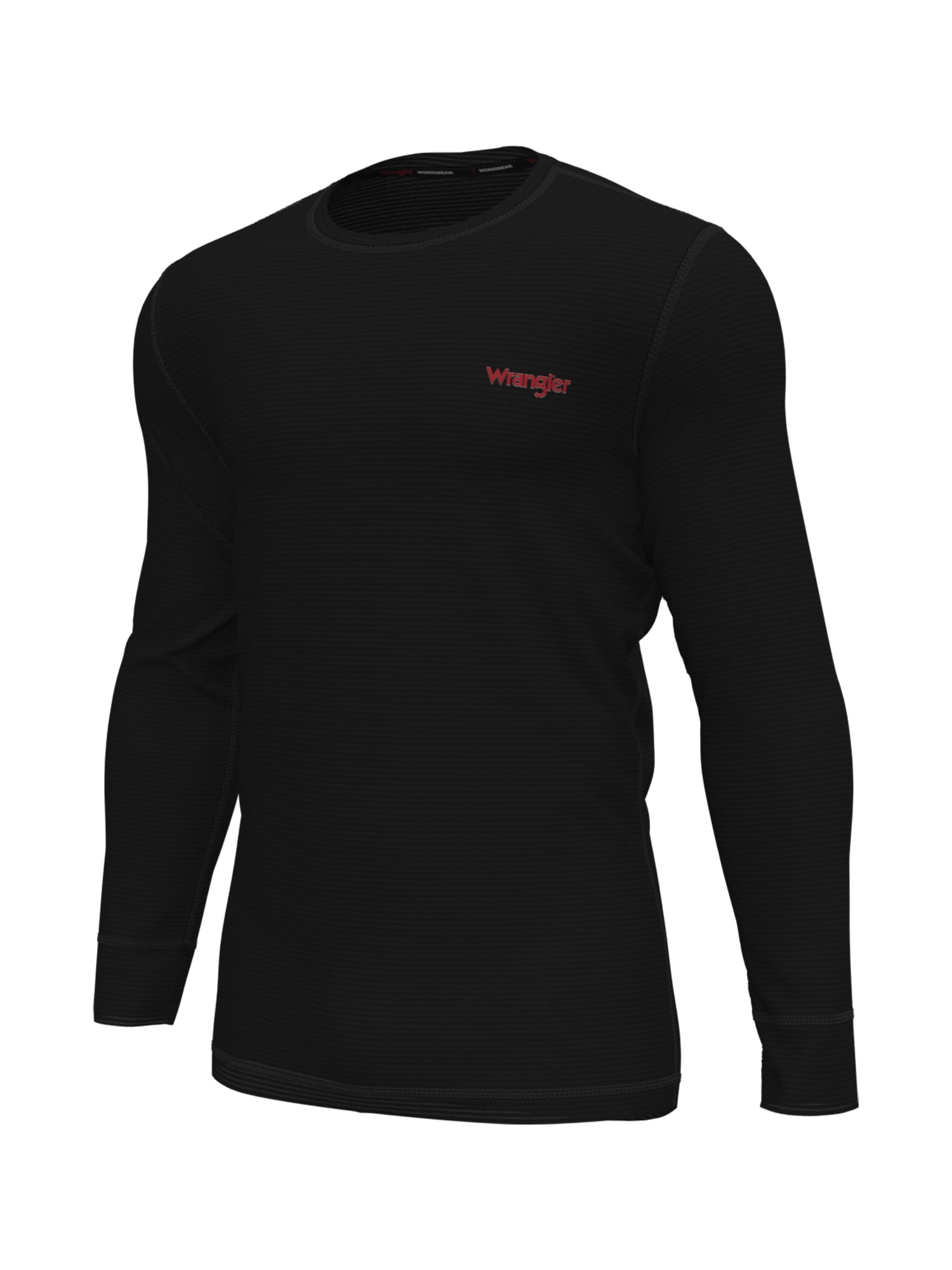 Wrangler Workwear Men's Performance Ribbed Fleece Base Layer Top Long Sleeve Thermal Shirt, XL, Black