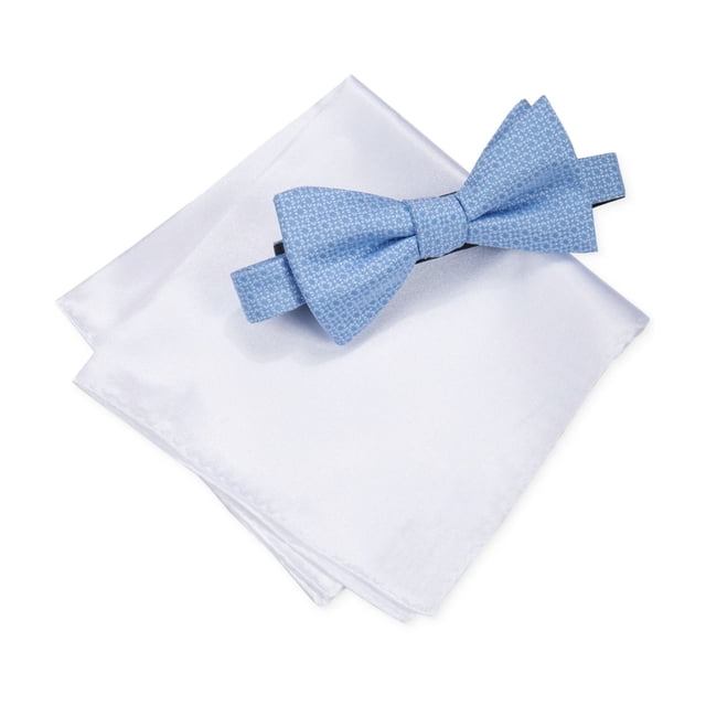 Alfani Mens Pocket Square Set Self-tied Bow Tie, Blue, One Size