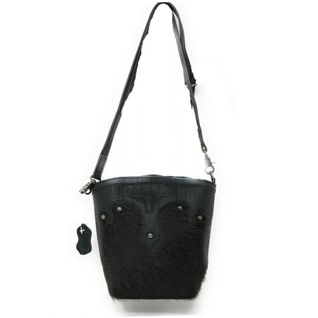 - Western Womens Genuine Leather Cow Hide Tooling Longhorn Lone Star Crossbody Bag