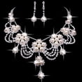 thumbnail image 2 of Yesbay Women\'s Rhinestone Faux Pearl Necklace Earring Wedding Bridal Jewelry Set-, 2 of 5