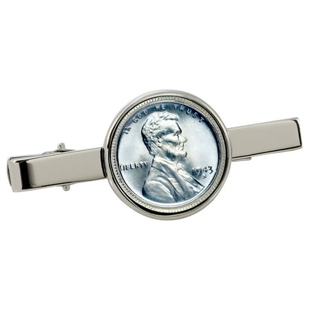 1943 Lincoln Steel Penny - 1943 Lincoln Steel Penny Silvertone Tie Clip