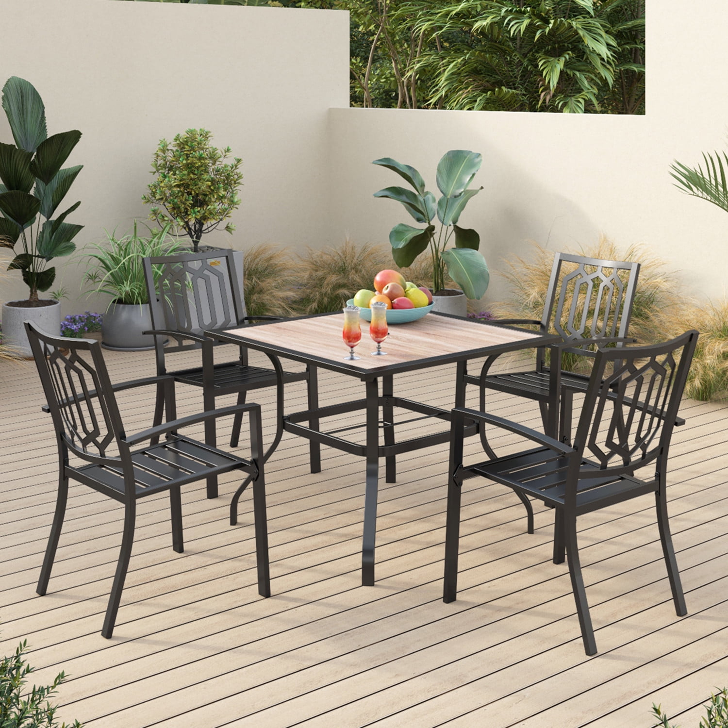 Sophia & William 5 Peices Outdoor Patio Dining Set Teak Wood Table and