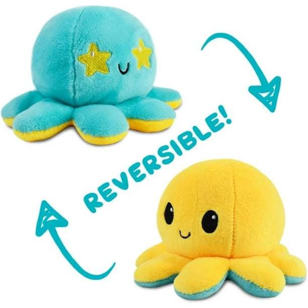 Amarillo Peluche Toy Pulpos Reversibles Amarillos TeeTurtle El