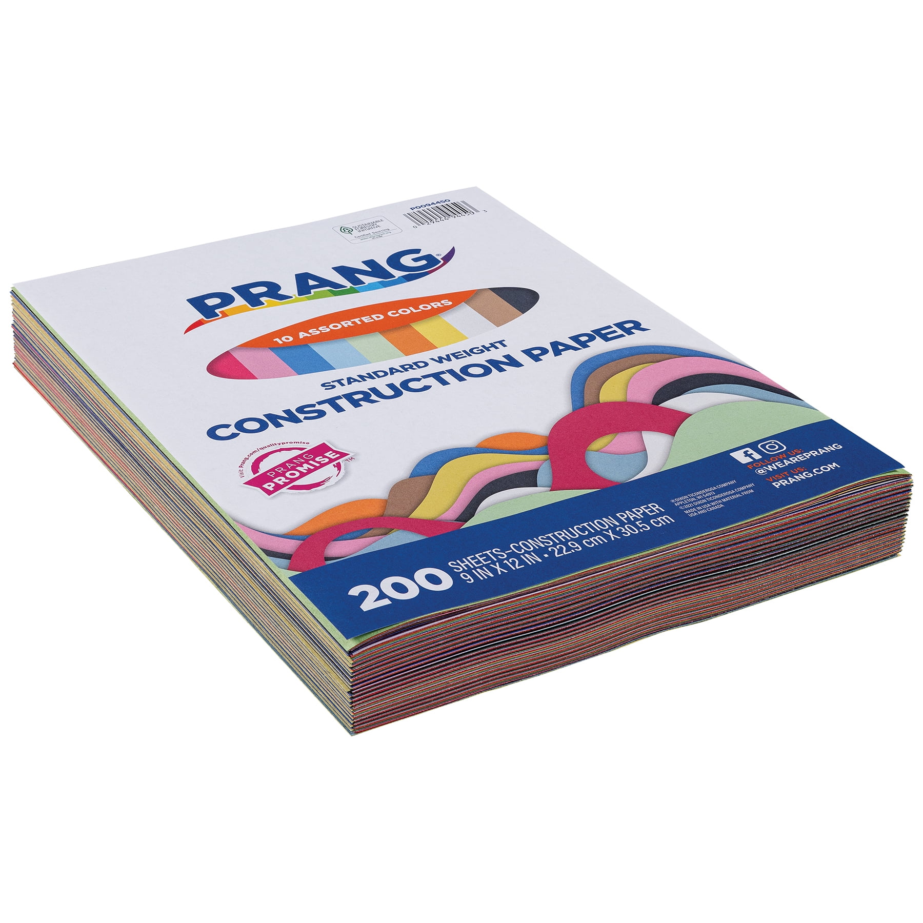 Prang Construction Paper, Standard Weight, 10 Assorted Colors, 9" x 12", 200 Sheets Per Pack, 3 Packs