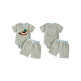 thumbnail image 2 of BemeyourBBs Newborn Baby Boy Duck Outfits Cute Infant Boys Summer Clothes Mallard Embroidered Striped Crew Neck Short Sleeve Romper and Shorts 2 Pcs Set, 2 of 9