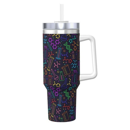 

Zeuib Chemistry Science Printed Insulated Stainless Steel Hot/Cold Coffee Cup 40oz Ice Bully With Handle Tumbler with Straw and Handle Insulated Water Bottle Travel Mug Cup