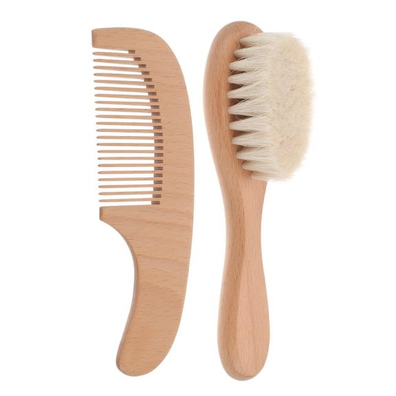 RAGUPEL Wood Baby Hair Brush & Comb Set with Soft Bristles, Gentle Scalp Massager for Newborns, Infant Bath & Grooming Kit