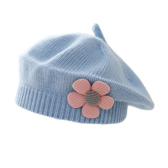 BFHHYA Toddler Baby Infant Beret Hat Little Girls Boys Winter Knitted Beanie Cap with Cute Flower for 3M-4Years