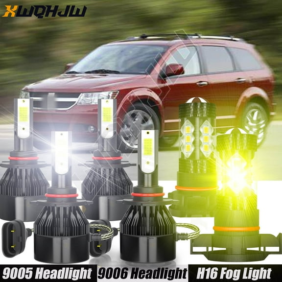 For Dodge Journey 2010-2018 2019 - 6x 6000K 9005 9006 LED Headlight H16 Fog Light Bulbs Combo Kit