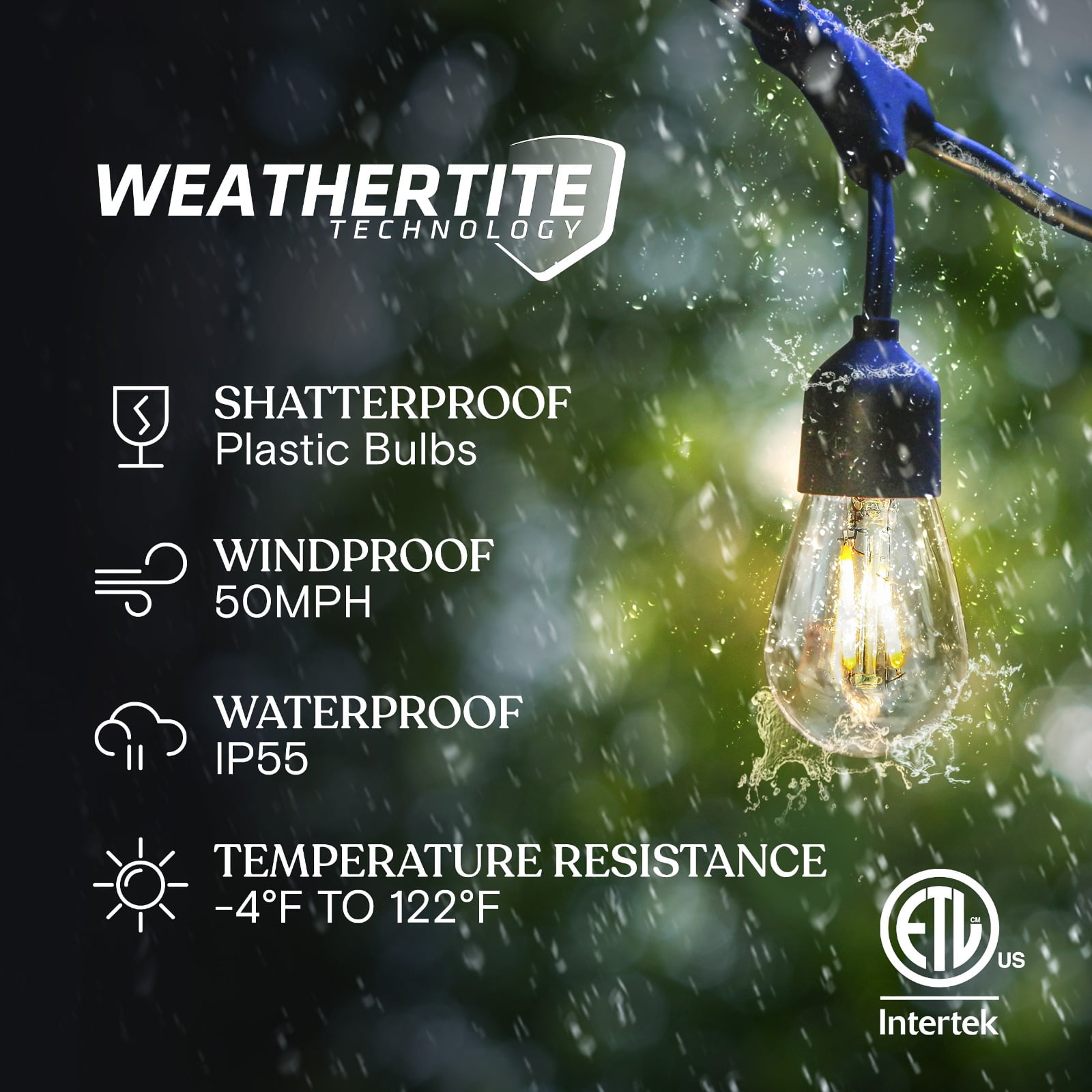 Brightech Ambience Pro – Solar Power Remote Control Outdoor String Lights with Edison Bulbs – Shatterproof, Commercial Grade LED Waterproof Patio Lights – 1W, 3,000K, Hanging, 27 ft