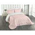 thumbnail image 3 of Ambesonne Flowers Quilted Bedspread Set 3 Pcs, Vintage Damask Home, King Size, Pale Pink White, 3 of 5