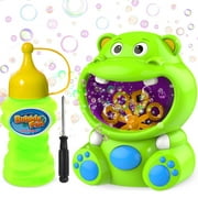 WisToyz Bubble Machine Bubble Blower Hippo Bubble Toys with Bubble Solution Cute Bubble Machine for Kids Toddler Toys Auto Bubble Maker 500  Bubbles Per Minute, Easy to Use 2 x AA Batteries Needed