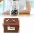 thumbnail image 3 of Wooden Money Storage Box Wooden Treasure Chest Lockable with Handle, 3 of 7