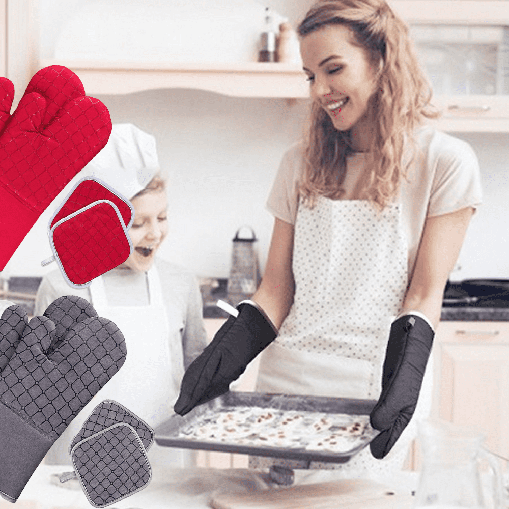 Oven Mitts 500 Heat Resistant Oven Gloves And Pot Holders, Extra