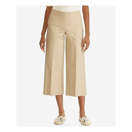 RALPH LAUREN $100 Womens New 1844 Beige Wide Leg Casual Pants 6 B+B