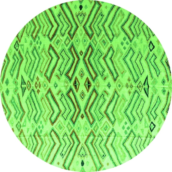 Ahgly Company Indoor Round Abstract Green Modern Area Rugs, 5' Round