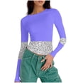 thumbnail image 5 of Uootdi Colorblock Long Sleeve Shirts for Women Round Neck Gradigent Slimming Fit Pullover Striped Casual Skinny Athletic Workout Tops Gift, 5 of 7