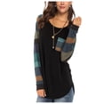 thumbnail image 1 of Pompotops Haut Décontracté à Manches Rayées Patchwork pour Femmes T-Shirt Ample à Manches Longues Blouse, 1 of 6