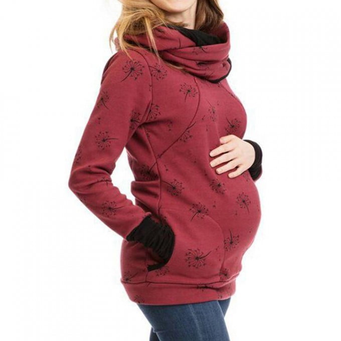 REALDY Women Pregnant Hoodie Winter Warm Sweatershirt Maternity Nursing