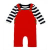 StylesILove Baby Boy Chic Shirt and Lined Overalls 2-pc Clothing Set (6-12 Months, Striped Top Navy-White-Red)