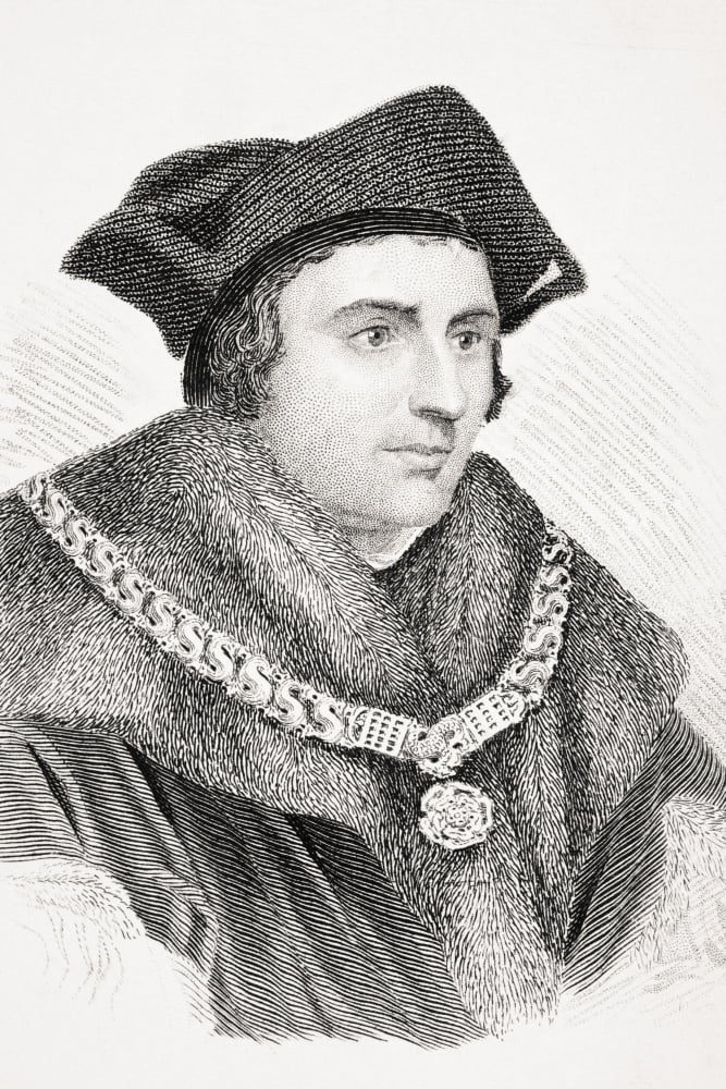 Sir Thomas More Aka Saint Thomas More 1477-1535 English Humanist Statesman And Chancellor Of England From Old Englands Worthies By Lord Brougham And Others Published London Circa 1880s Canvas Art - Ke