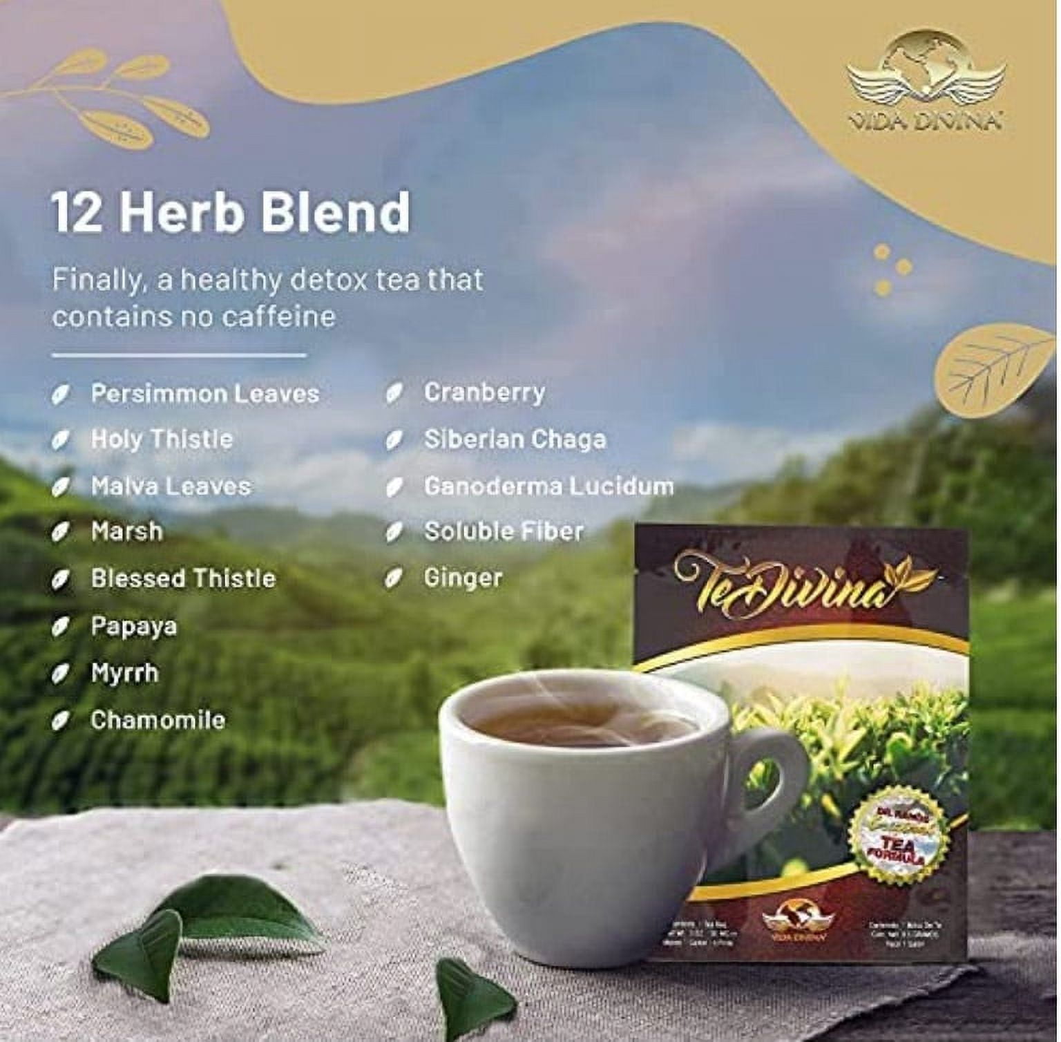 TeDivina Organic Detox Tea, Caffeine-Free, 12 Blended Herbs, 0.3oz