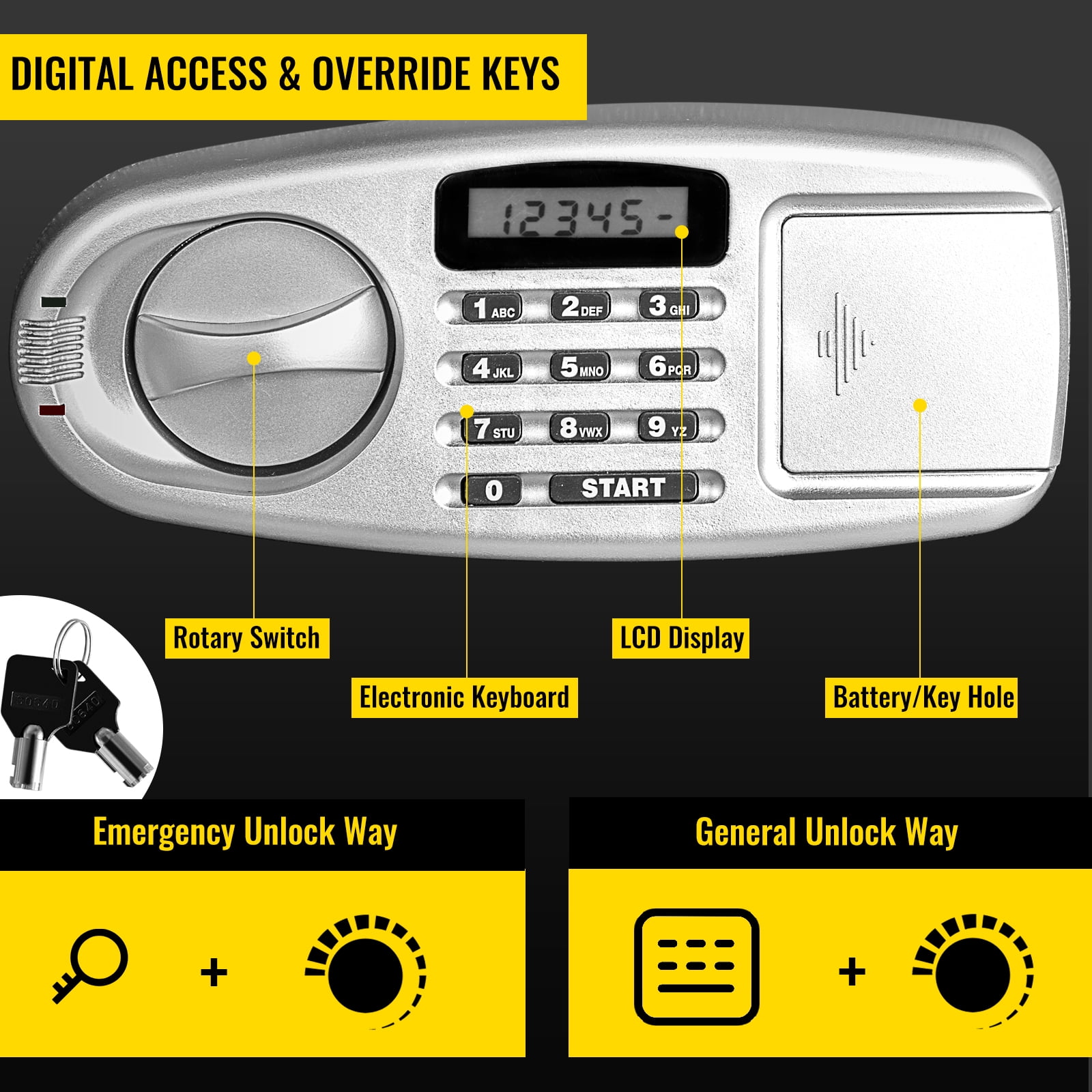 VEVORbrand Digital Depository Safe 1.7 Cubic Feet Security Safe Box Made of Carbon Steel with Deposit Slot with Two Emergency Keys Depository Safe Box for Home Hotel Restaurant and Office