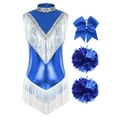 thumbnail image 3 of CHICTRY Women's Metallic Dance Outfits for Cheer Leader Uniform Stage Performance Cheerleading Costume Blue L, 3 of 6