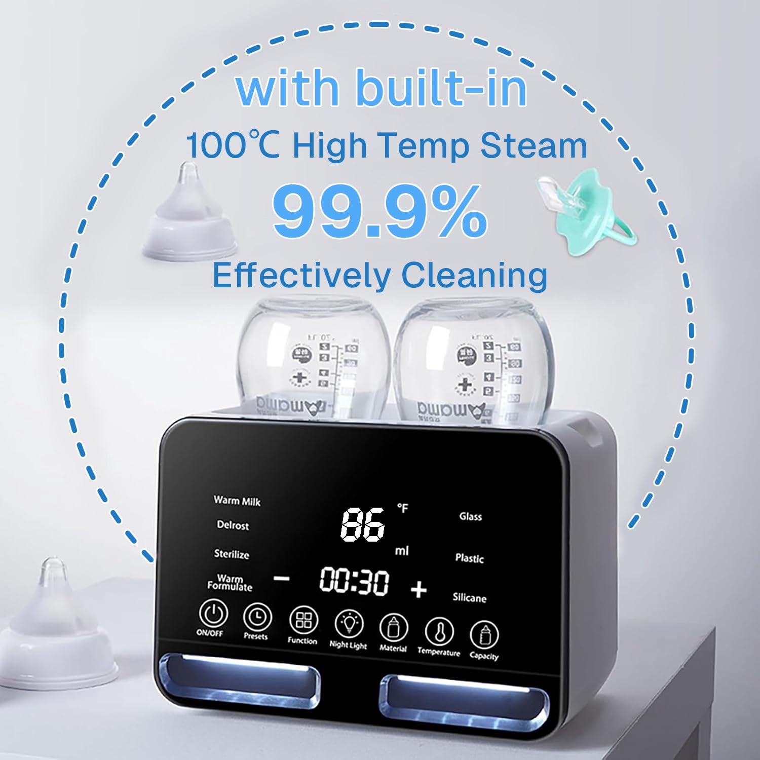 Behome Bottle Warmer, 48Hours Keep Warm, Fast Milk Warmer for Breastmilk and Formula, Food Heater with Accurate Temp Control & LED Light, for All Bottles