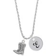 thumbnail image 1 of Delight Jewelry Silvertone Cowboy Boots Silvertone Script Initial Disc - E - Charm Necklace, 20"+3", 1 of 4