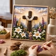 thumbnail image 5 of Cross Punch Needle Art Kit With Wooden Frame, Yarn Flower Embroidery Set for Adults and Beginners, Religious Easter Home Decor, 7.87 x 7.87 Inch, 5 of 7