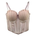 thumbnail image 5 of Mceream Corset Tops for Women Plus Size with Adjustable Spaghetti Strap Push up Bustier Lingerie Mesh Going Out Party Club Top Clubwear Camis Tee Beige L, 5 of 7