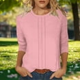 thumbnail image 5 of Atogsazn Women's 3/4 Sleeve Blouse Casual Dressy Crewneck Pullover Tshirt Flowy Loose Fit Tops Outfit Summer 01-Pink M Fashion, 5 of 5