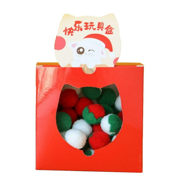 80PCS Silent Plush Cat Ball Toy Reduce Boredom Fun Colorful Elastic Interactive Cat Toys Balls for Kitten