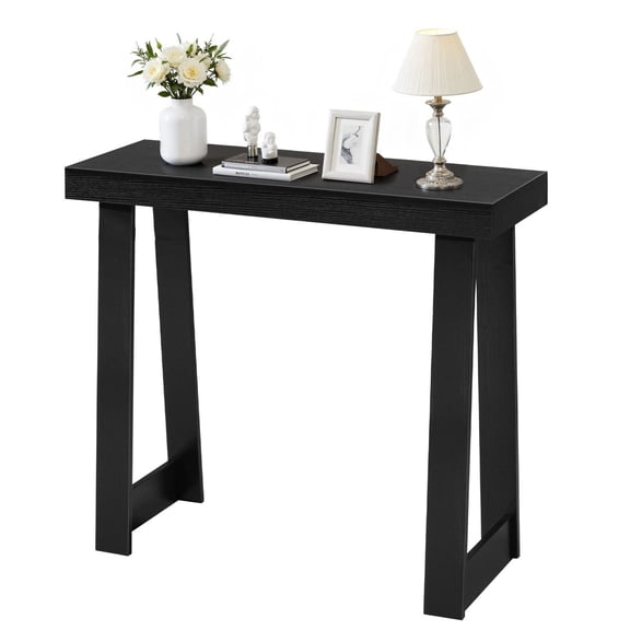 36 Inch Modern Console Table Behind Couch Wooden Rectangle Narrow Long Sofa Accent Stand for Hallway Bedroom Living Room Foyer Easy Assembly Black