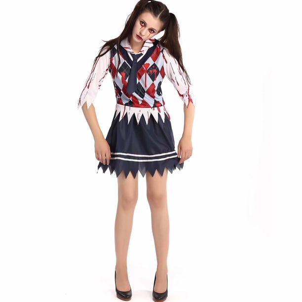 Traje de disfraz de Cosplay de uniforme escolar con falda de Halloween a la moda para mujer Fridja nalpqowj29062