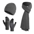thumbnail image 2 of ZHOGXU Winter Beanie Hat Scarf Gloves Set For Women And Men Solid Color Caps Long Scarf Touchscreen Gloves Knitted Warm Comfortable Outfits 3 Pack For Daily Wear Dark Gray One Size, 2 of 4