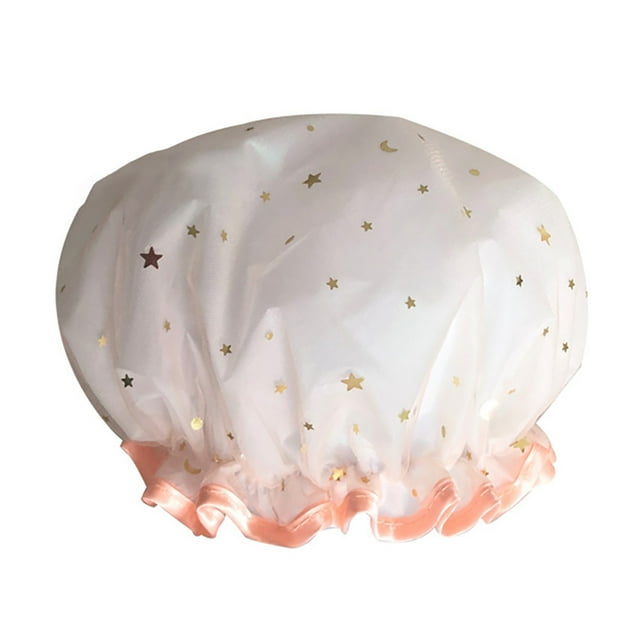 Visland Bath Hat Star Pattern Double Layer PVC Kids Shower Shampoo Cap for Bathroom