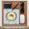 thumbnail image 4 of 3dRose, Vintage cute kitten on pretty blue floral pattern with green ribbon bow graphic - tabby kitty cat, Mouse Pad, 4 of 7