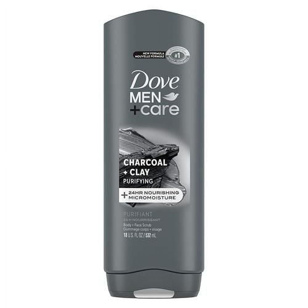 Dove Body And Face Wash Purifying Charcoal + Clay Body Wash For Men With 24-Hour Nourishing Micromoisture Technology 18 Oz Packaging May Vary - Pack of 2