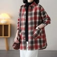thumbnail image 4 of Cardigan For Women Plaid Fleece Lined Thickened Color Casual Long Sleeve Button Up Shirt Jacket Cozy Comfort Fit Lightweight Cardigans, 4 of 5